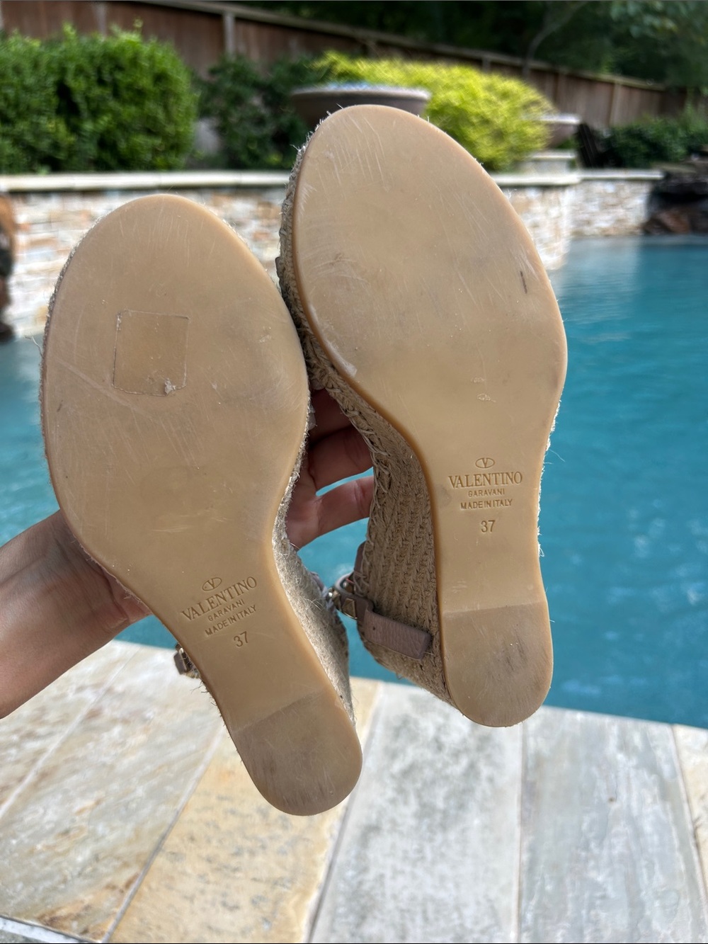 Valentino Rockstud Double Espadrille Wedge Sandals - Picture 9 of 11